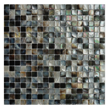 Stock Kitchen Bathroom Wall Black Brick Mother of Pearl Shell Mosaic Tile